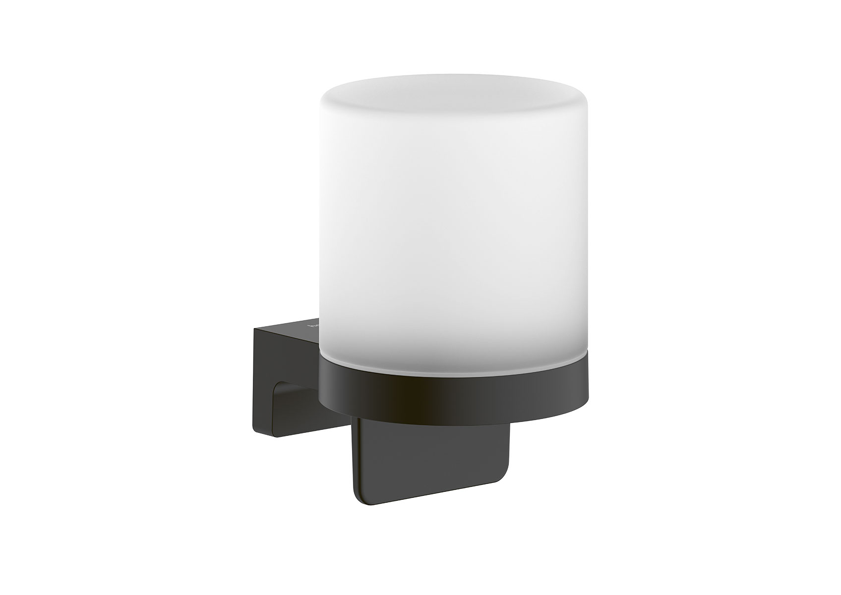 Schwarze Wandlampe mit zylindrischem, satiniertem Glas für Badezimmer oder Wohnraum