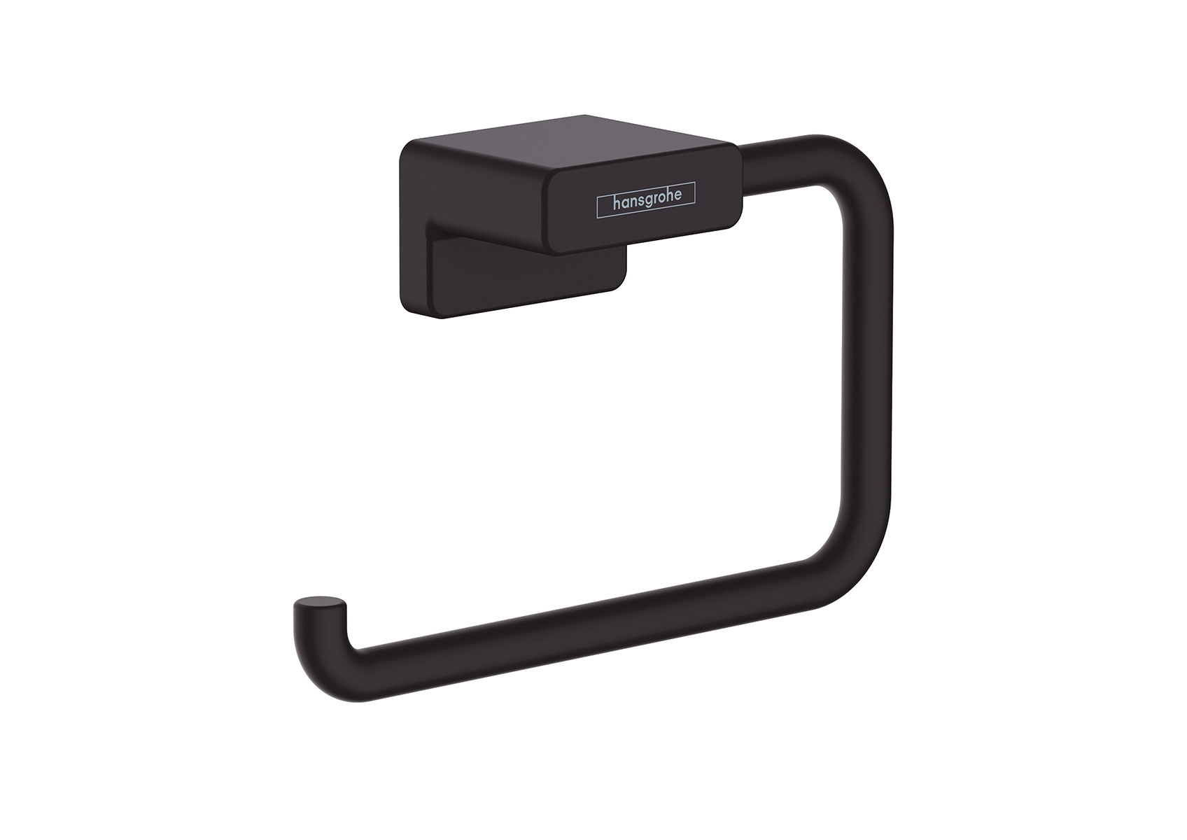 hansgrohe Toilettenpapierhalter in Mattschwarz mit eckiger Wandhalterung, modernes Bad-Accessoire