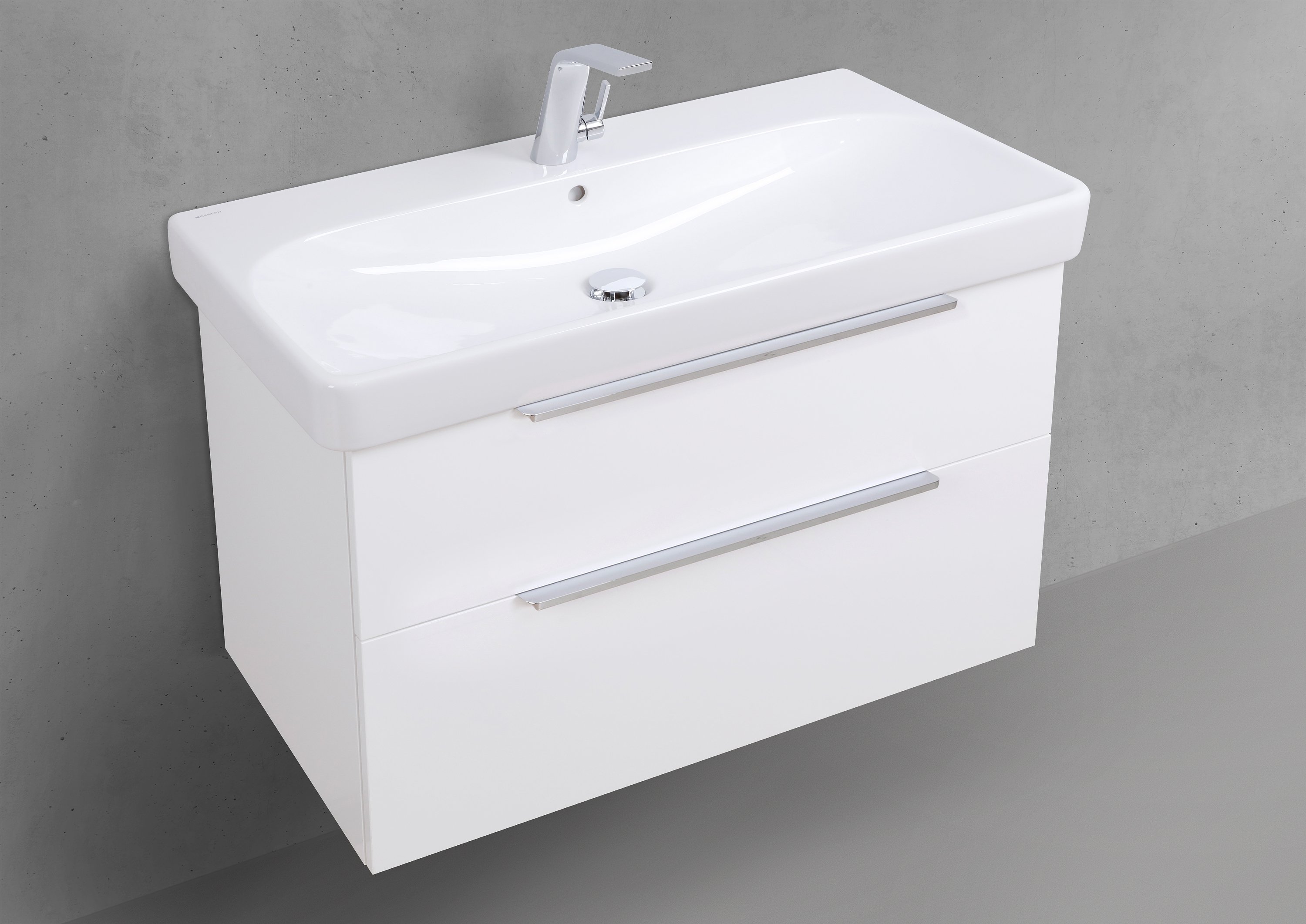 Geberit Smyle Square Waschtisch 90 cm mit Unterschrank, Badmöbel Shape