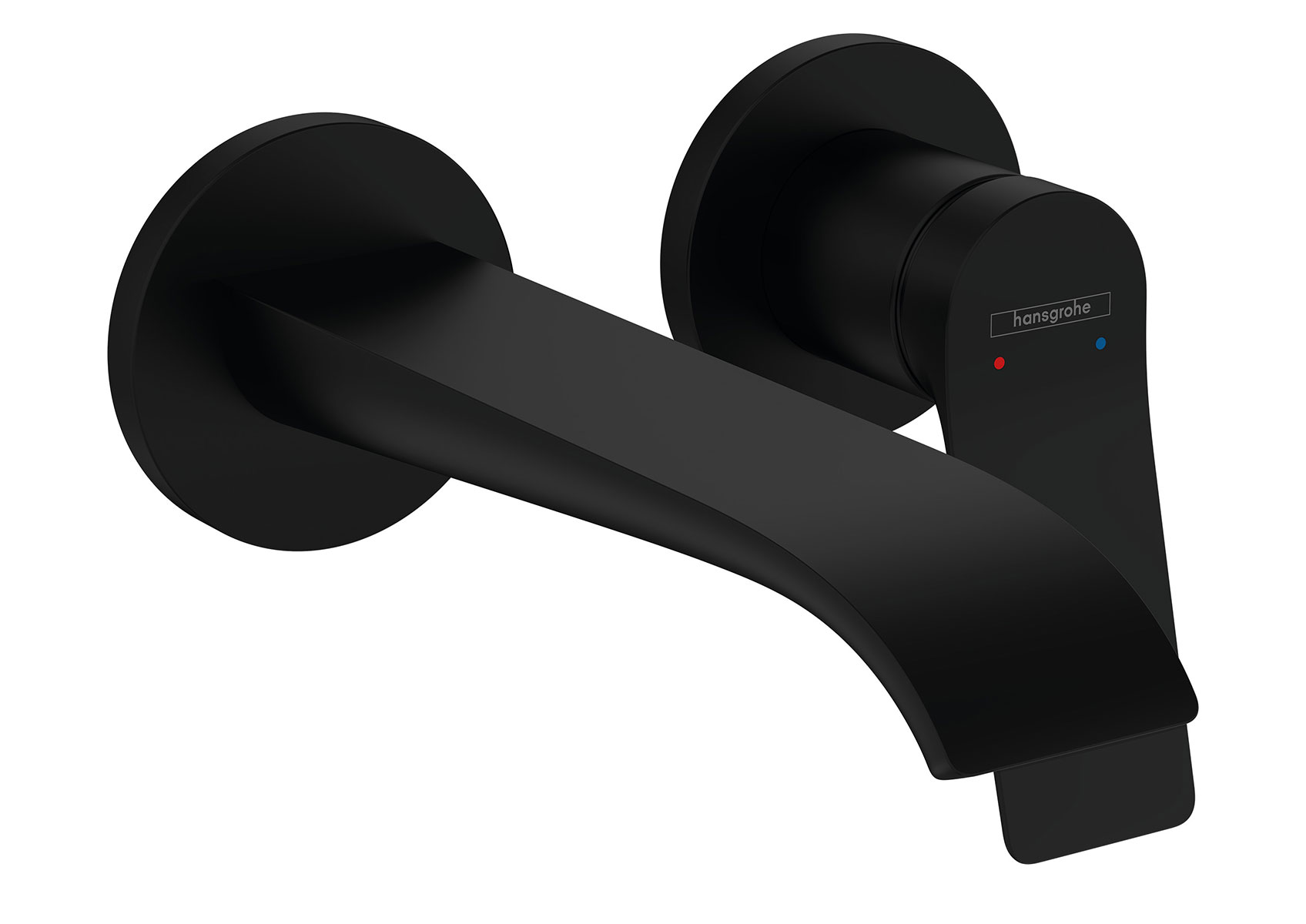 Mitigeur de lavabo mural Hansgrohe noir mat avec long bec et commande monolevier