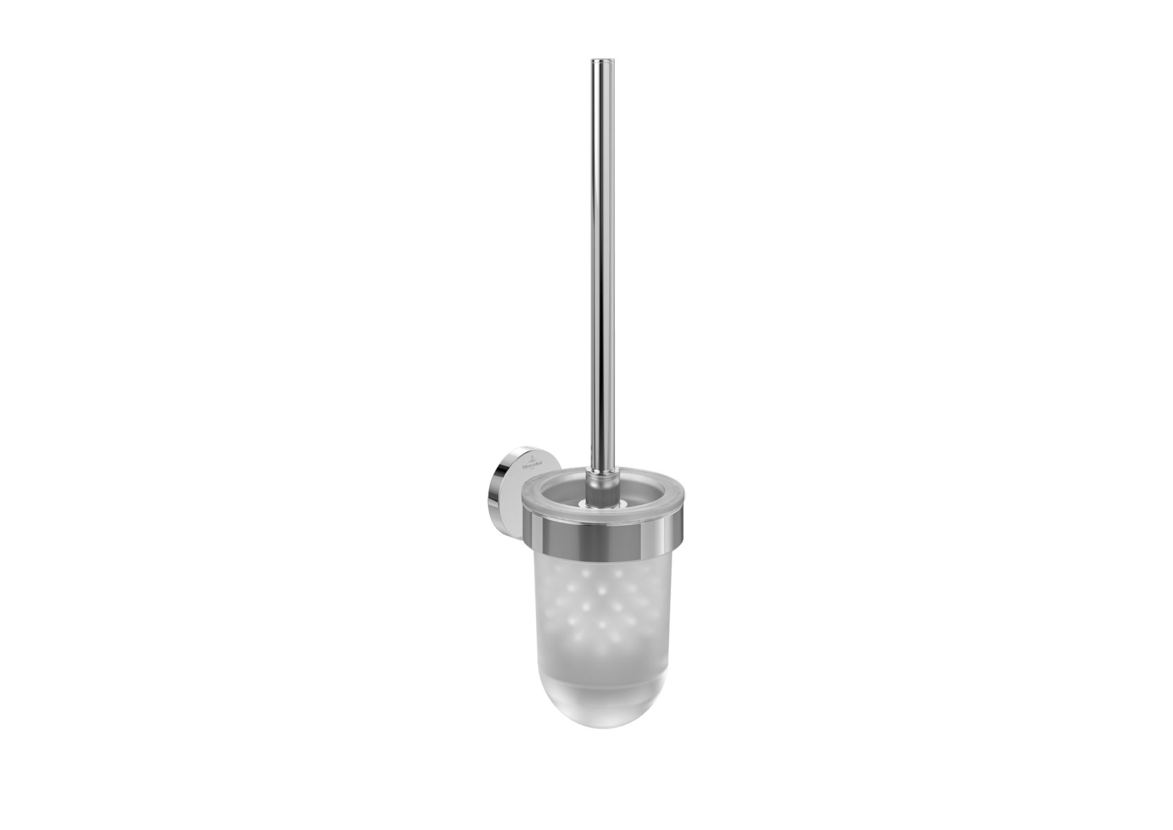 Wandmontierte WC-Bürstengarnitur mit satiniertem Glasbehälter und Edelstahlgriff